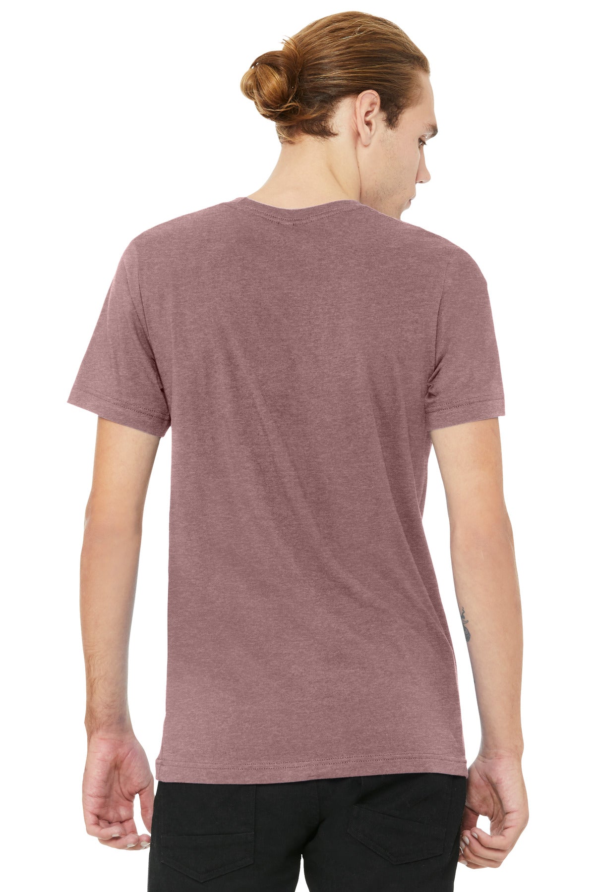 BELLA+CANVAS Unisex Heather CVC V-Neck Tee - Heather Mauve