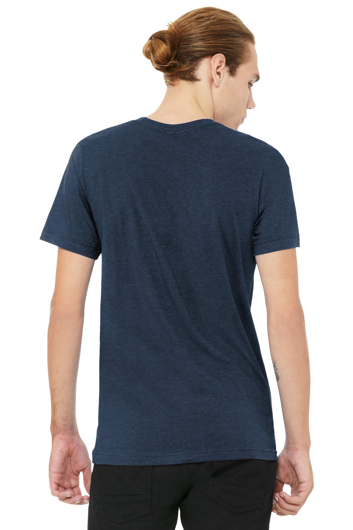 BELLA+CANVAS Unisex Heather CVC V-Neck Tee - Heather Navy