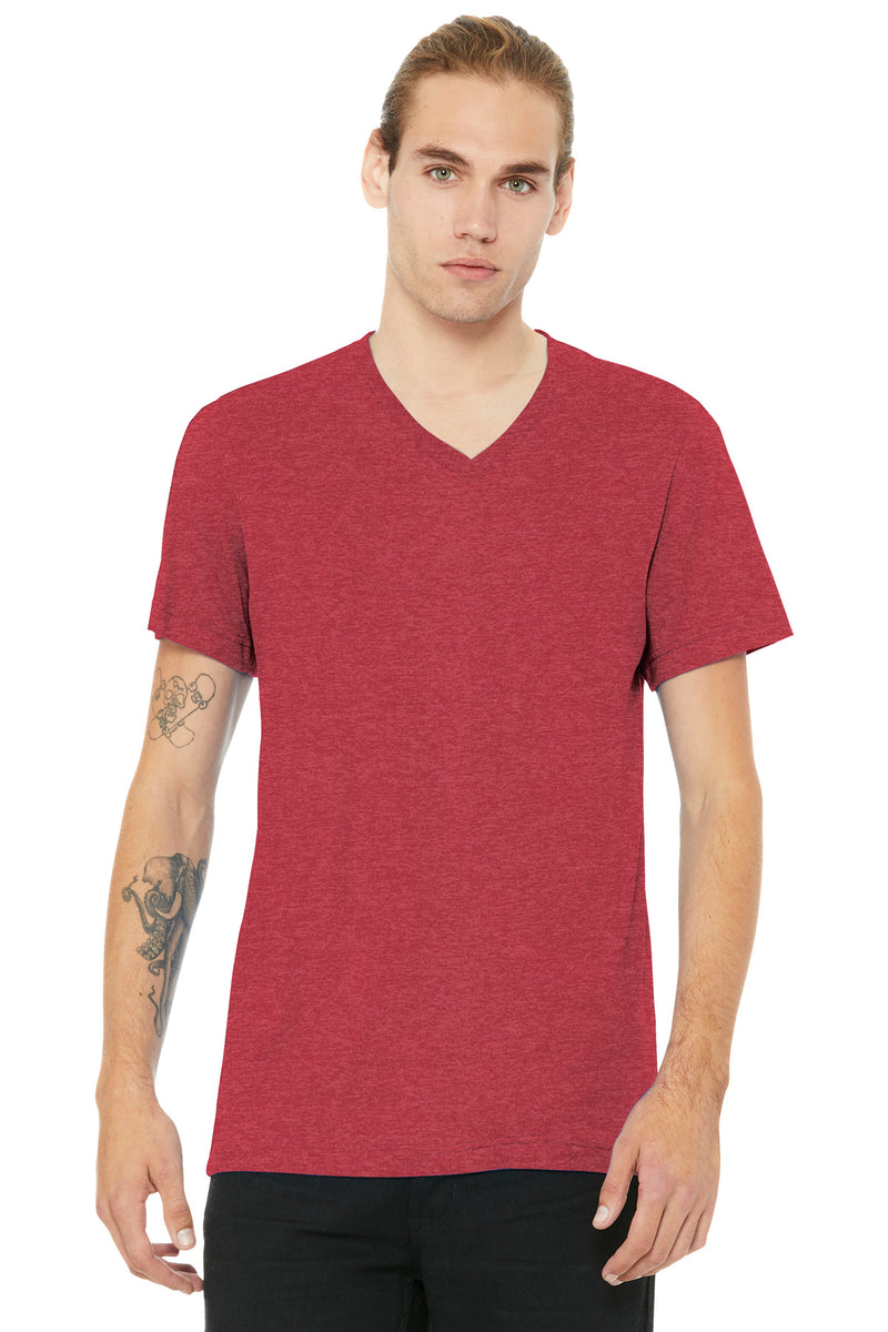 BELLA+CANVAS Unisex Heather CVC V-Neck Tee - Heather Red