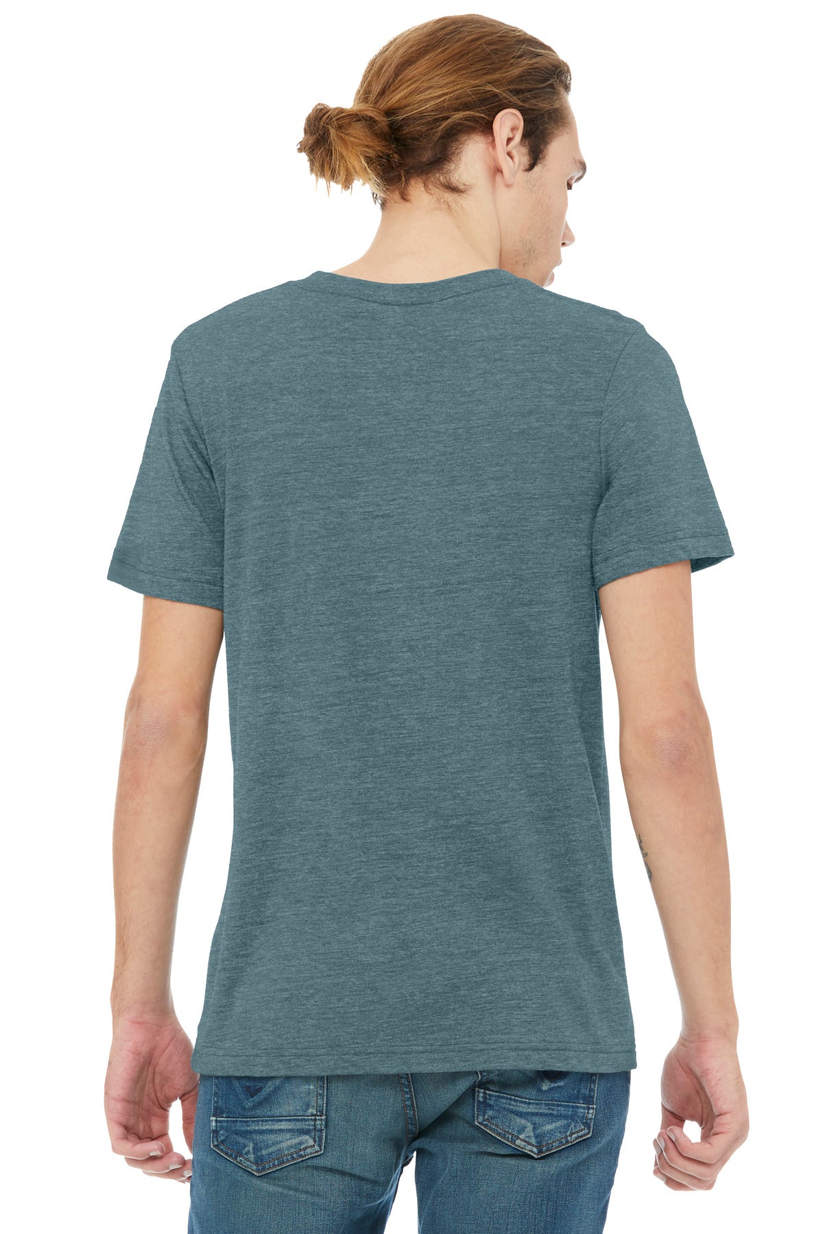 BELLA+CANVAS Unisex Heather CVC V-Neck Tee - Heather Slate
