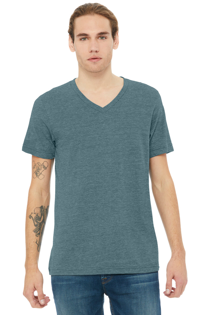 BELLA+CANVAS Unisex Heather CVC V-Neck Tee - Heather Slate