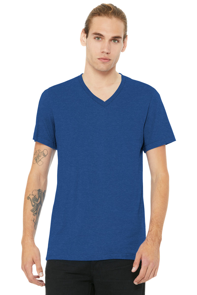 BELLA+CANVAS Unisex Heather CVC V-Neck Tee - Heather True Royal