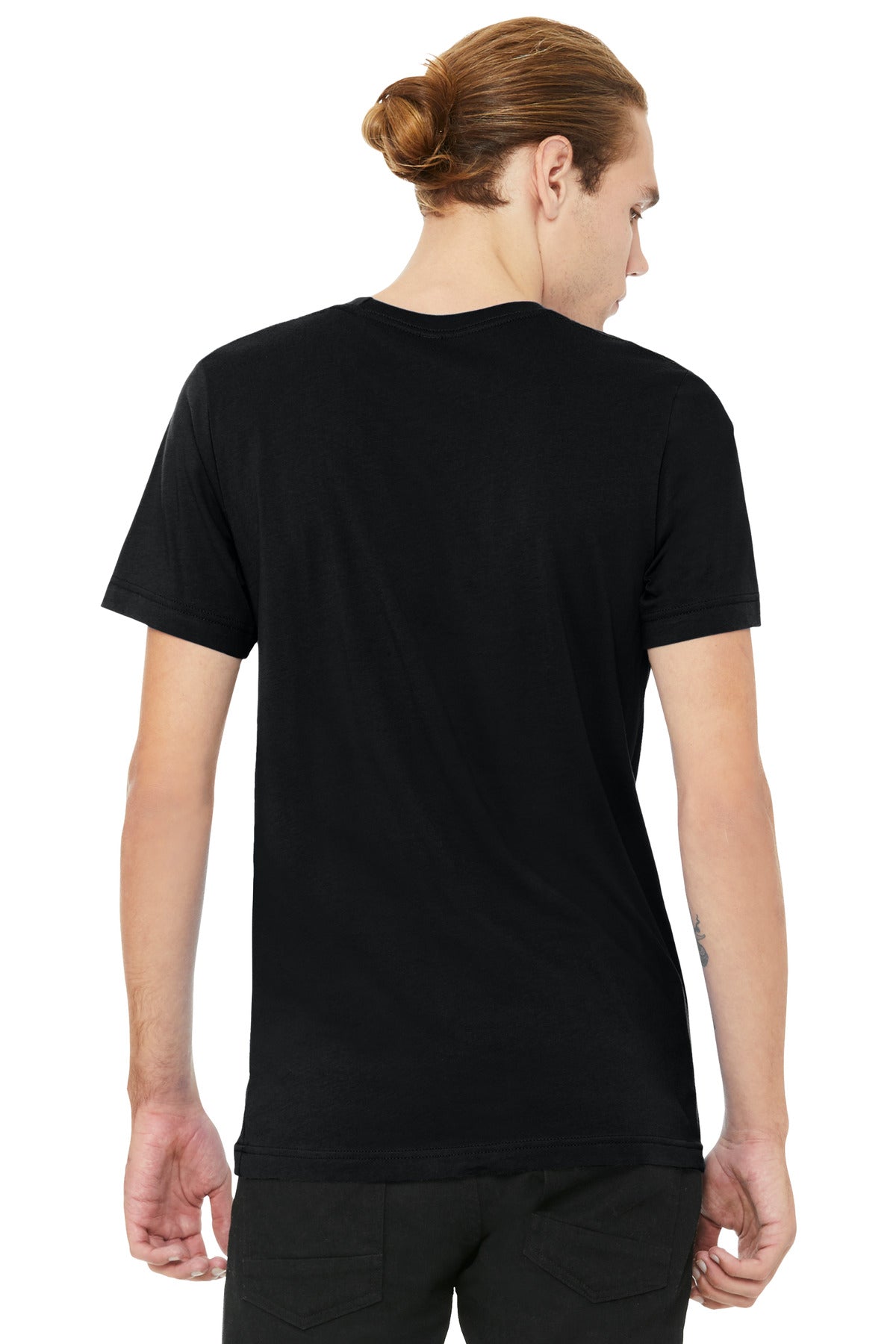 BELLA+CANVAS Unisex Heather CVC V-Neck Tee - Solid Black Blend