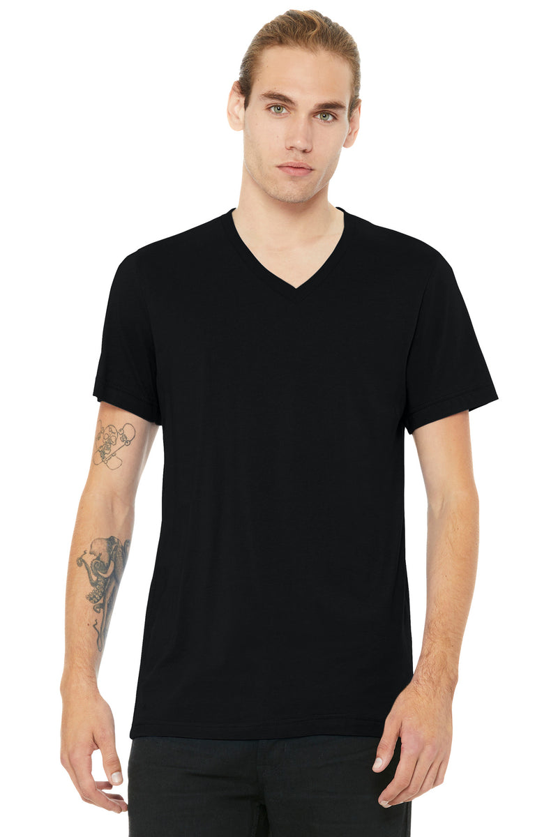 BELLA+CANVAS Unisex Heather CVC V-Neck Tee - Solid Black Blend
