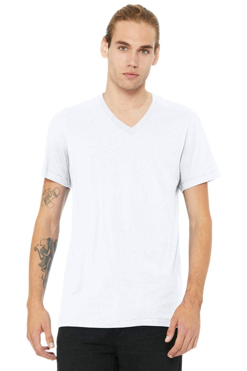 BELLA+CANVAS Unisex Heather CVC V-Neck Tee - Solid White Blend