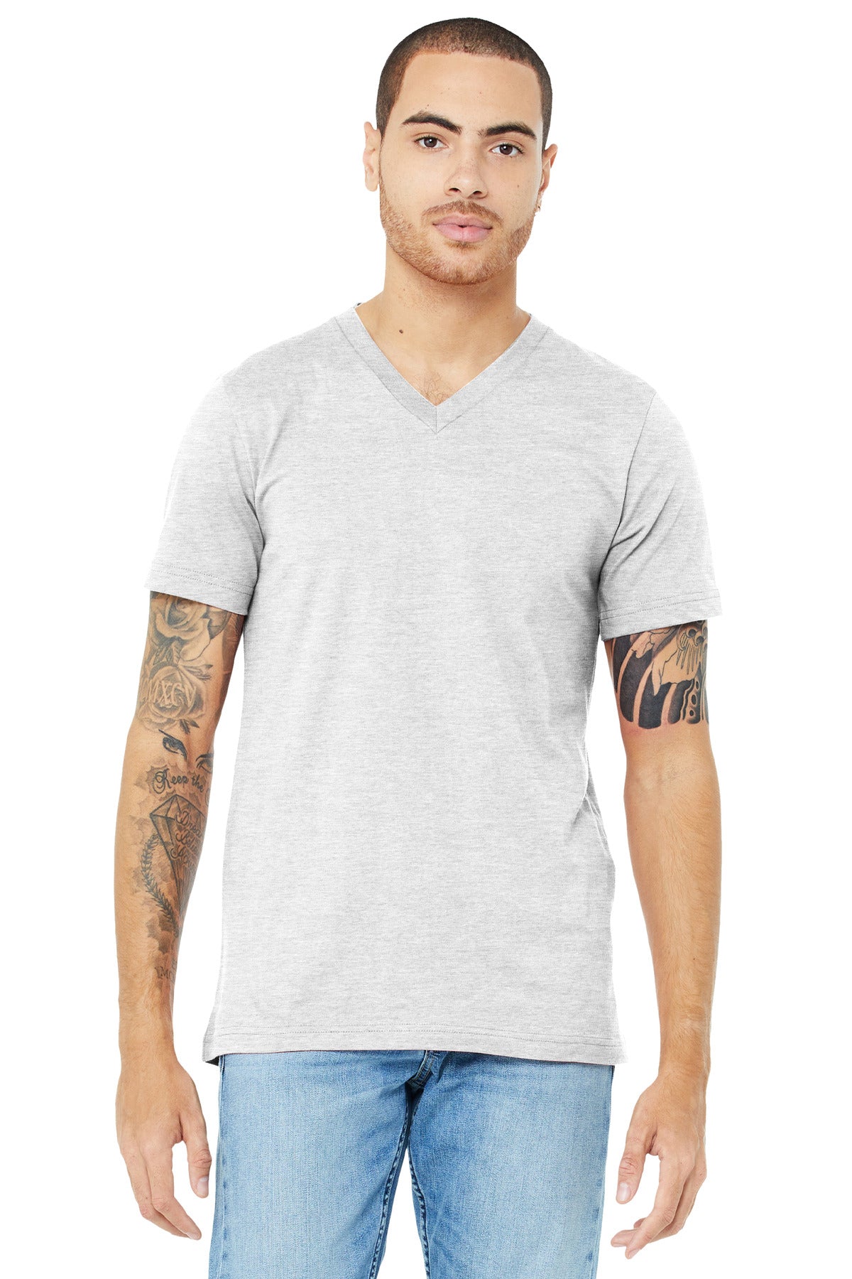 BELLA+CANVAS  Unisex Jersey Short Sleeve V-Neck Tee - Ash