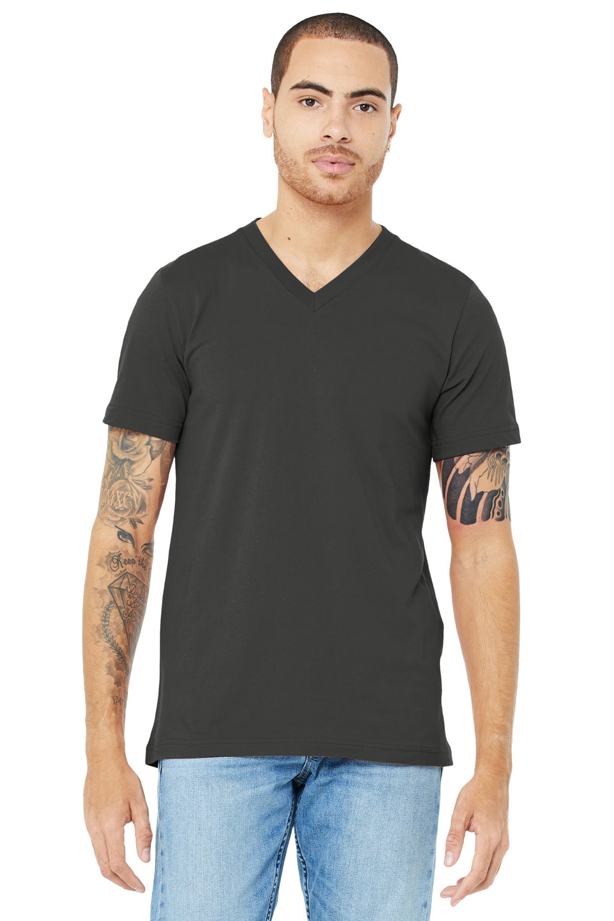 BELLA+CANVAS  Unisex Jersey Short Sleeve V-Neck Tee - Asphalt