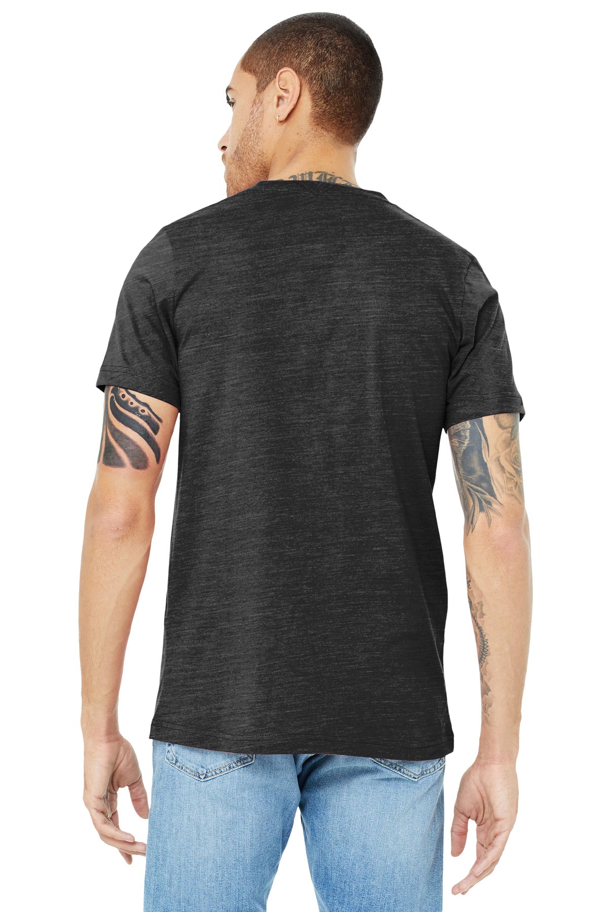 BELLA+CANVAS  Unisex Jersey Short Sleeve V-Neck Tee - Charcoal Black Slub