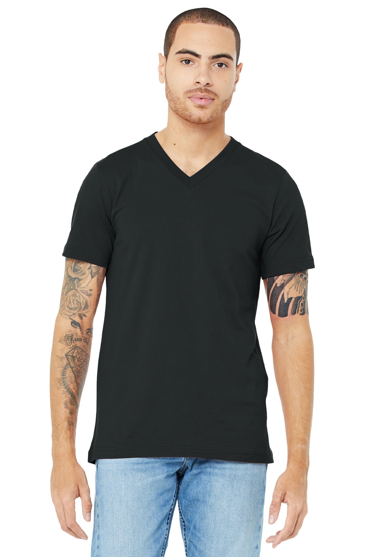 BELLA+CANVAS  Unisex Jersey Short Sleeve V-Neck Tee - Dark Grey