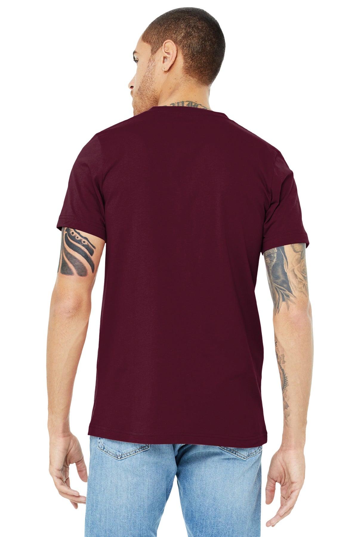 BELLA+CANVAS  Unisex Jersey Short Sleeve V-Neck Tee - Maroon