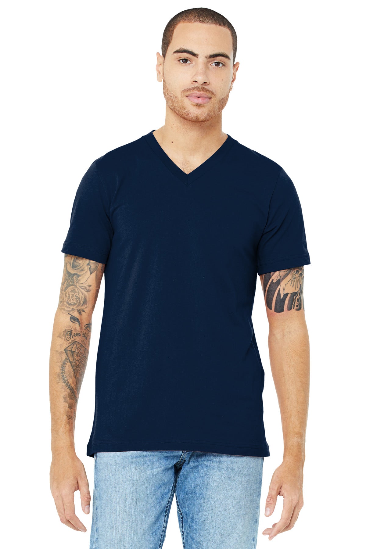 BELLA+CANVAS  Unisex Jersey Short Sleeve V-Neck Tee - Navy