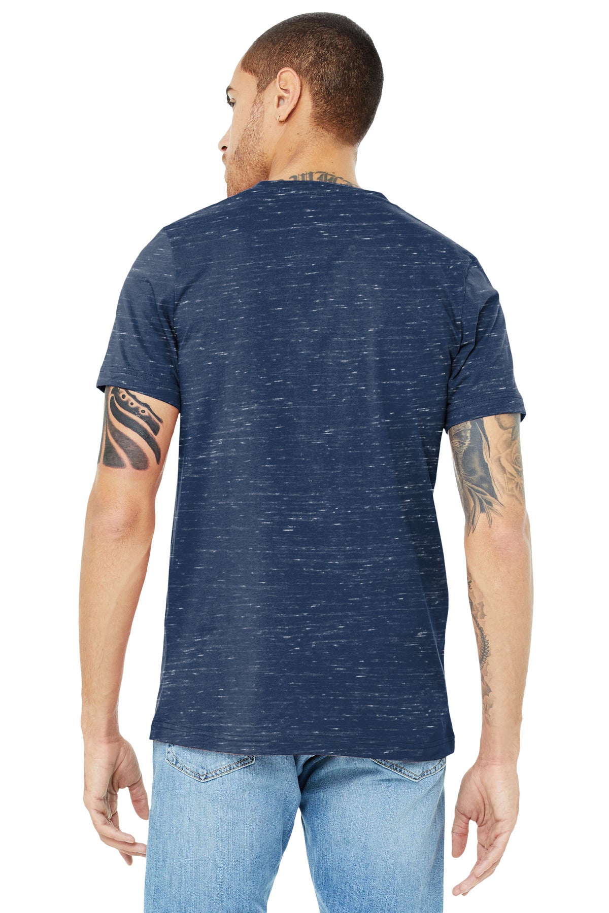 BELLA+CANVAS  Unisex Jersey Short Sleeve V-Neck Tee - Navy Marble