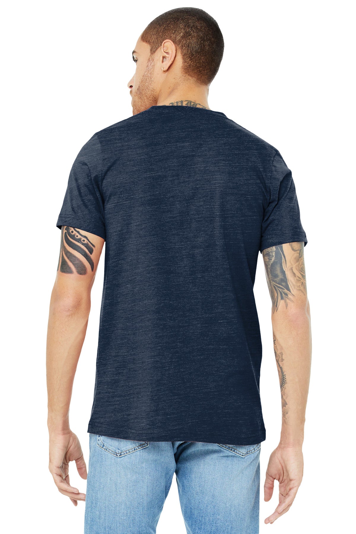 BELLA+CANVAS  Unisex Jersey Short Sleeve V-Neck Tee - Navy Slub