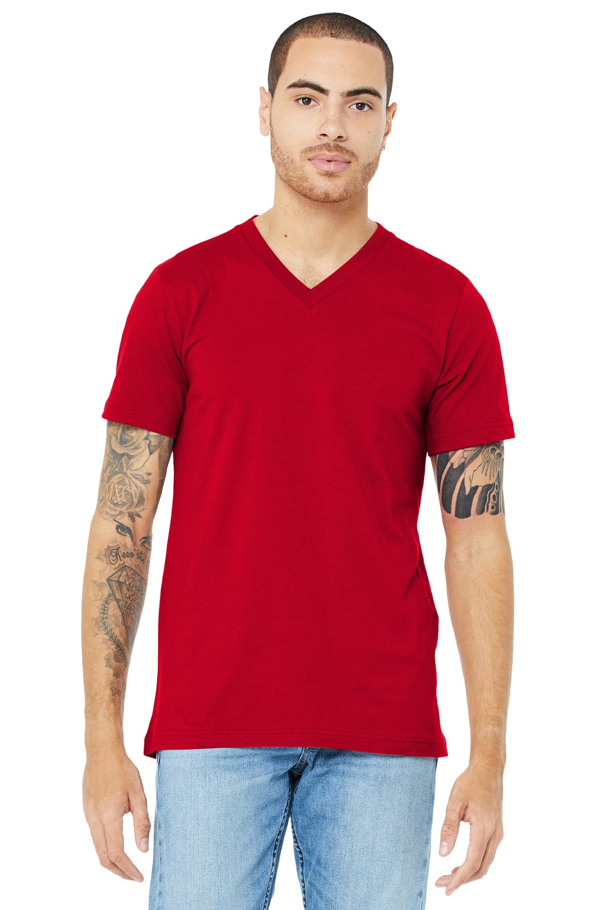 BELLA+CANVAS  Unisex Jersey Short Sleeve V-Neck Tee - Red