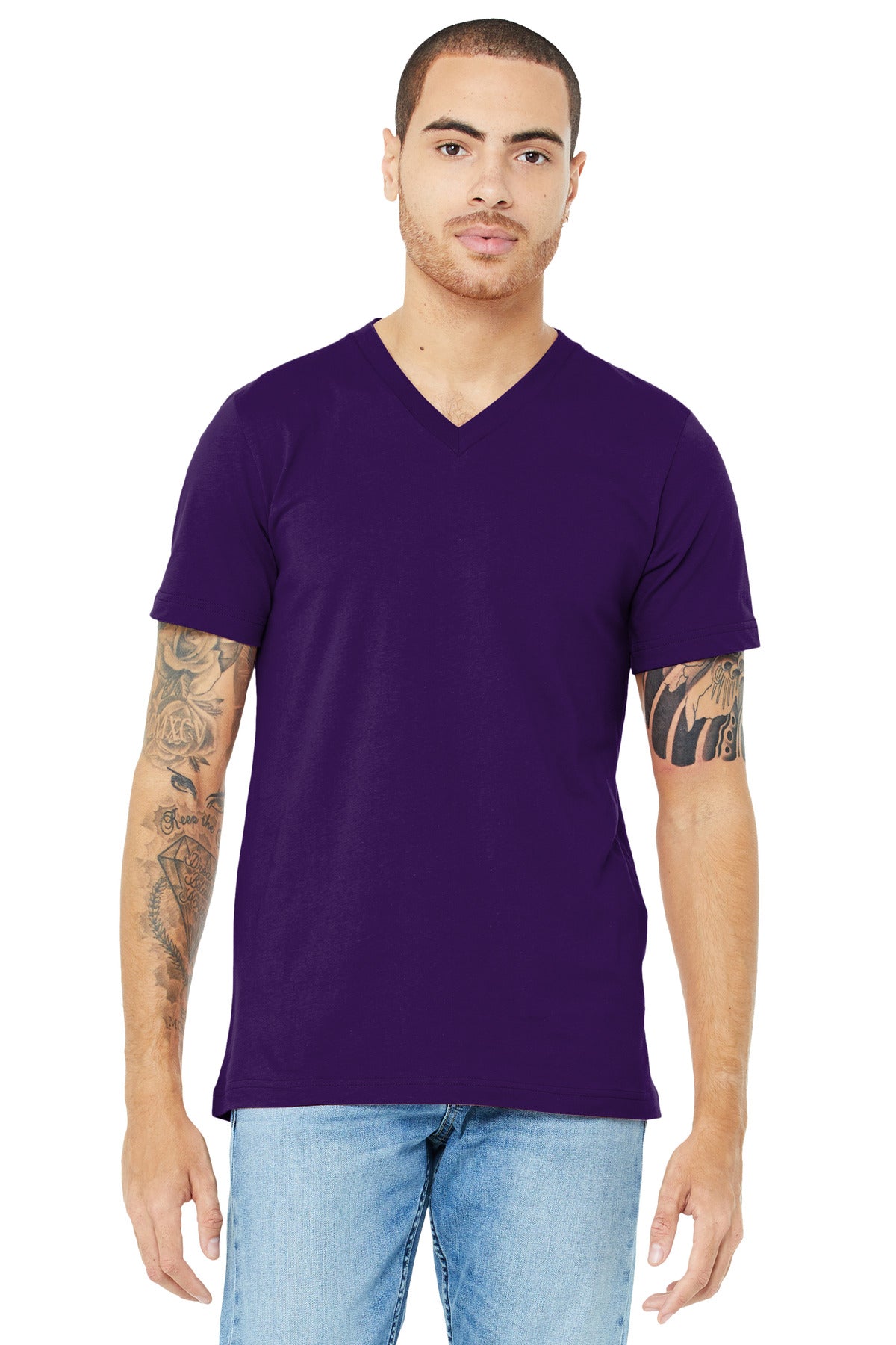 BELLA+CANVAS  Unisex Jersey Short Sleeve V-Neck Tee - Team Purple