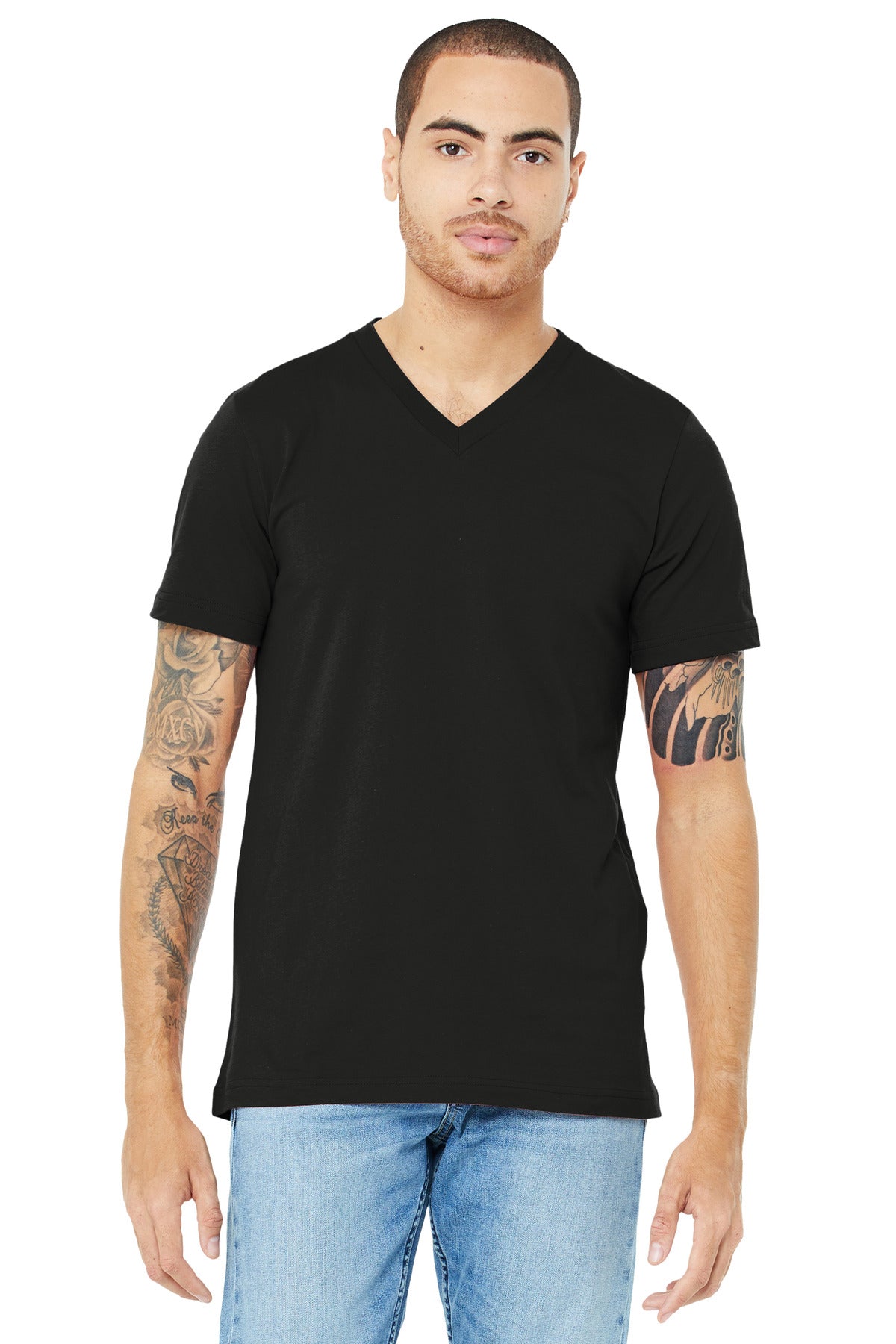BELLA+CANVAS  Unisex Jersey Short Sleeve V-Neck Tee - Vintage Black