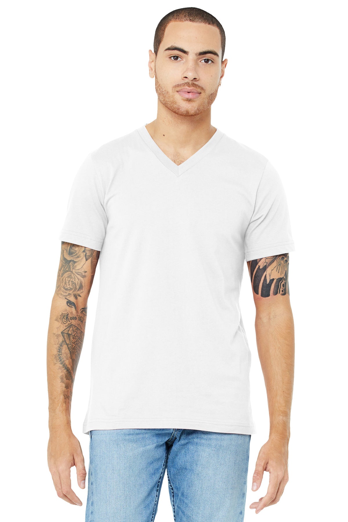 BELLA+CANVAS  Unisex Jersey Short Sleeve V-Neck Tee - White
