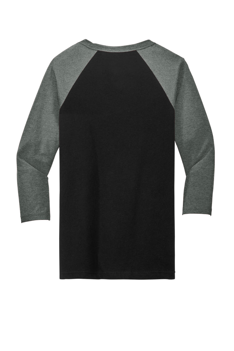 BELLA+CANVAS  Unisex 3/4-Sleeve Baseball Tee - Black/ Deep Heather