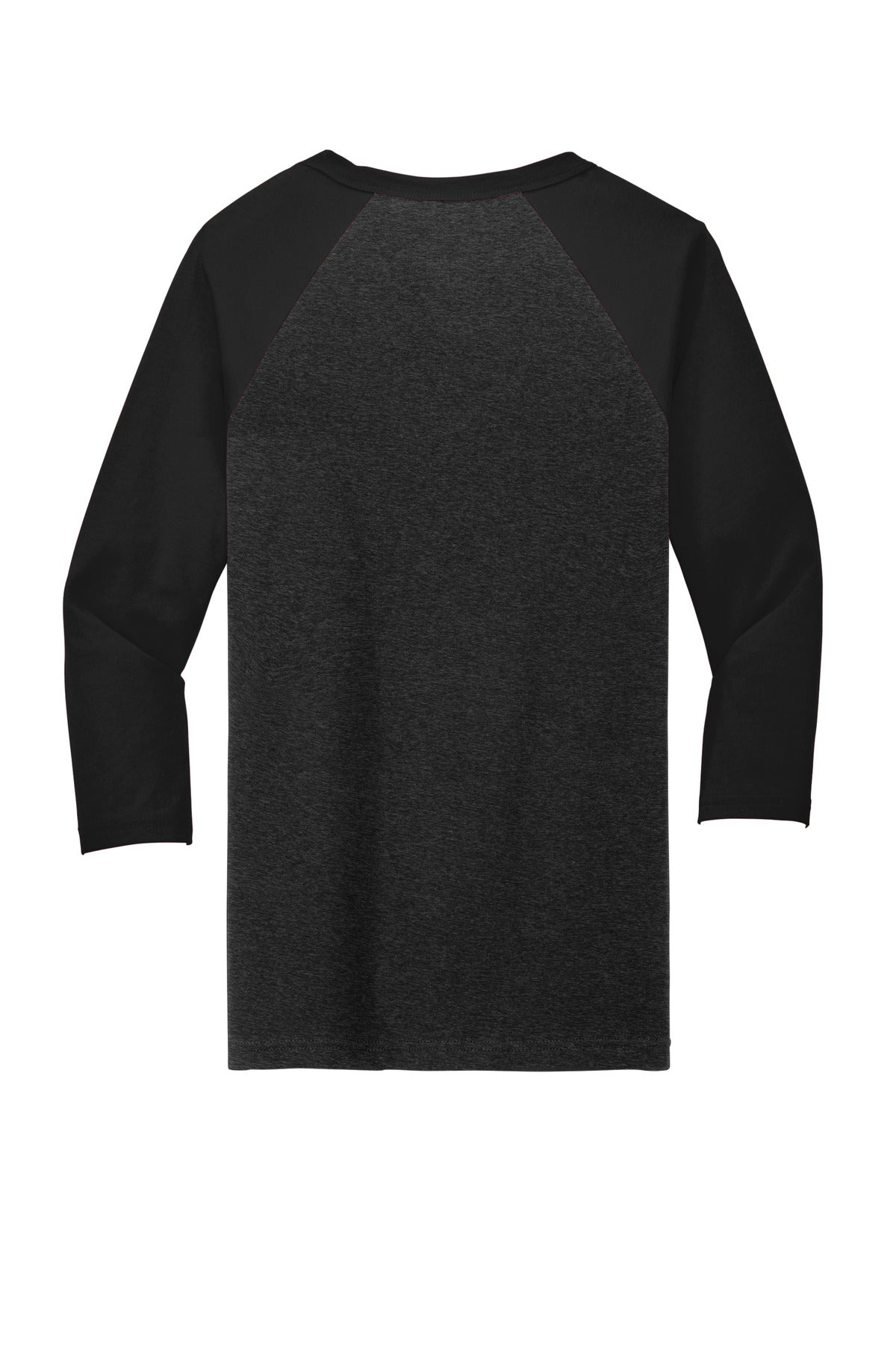 BELLA+CANVAS  Unisex 3/4-Sleeve Baseball Tee - Black Heather/ Black