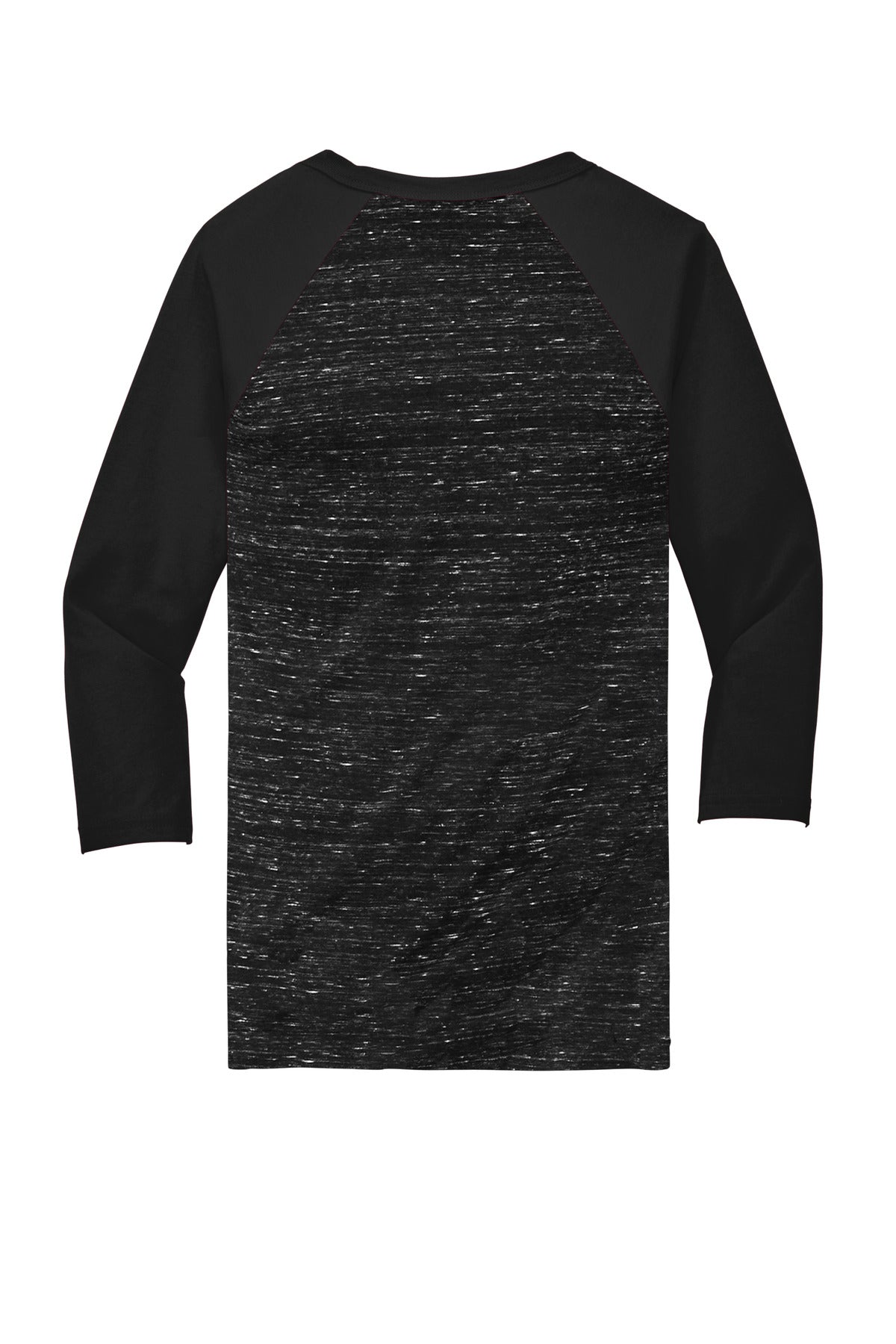 BELLA+CANVAS  Unisex 3/4-Sleeve Baseball Tee - Black Marble/ Black