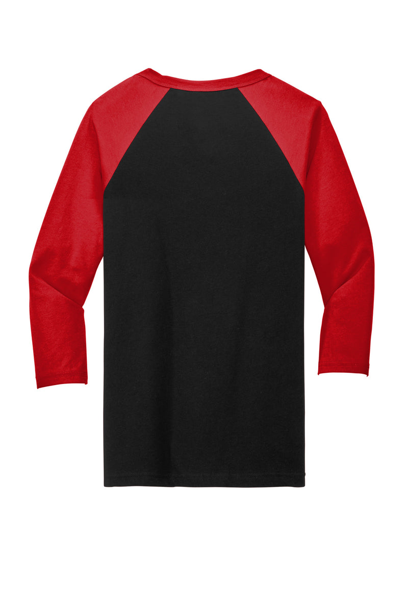 BELLA+CANVAS  Unisex 3/4-Sleeve Baseball Tee - Black/ Red
