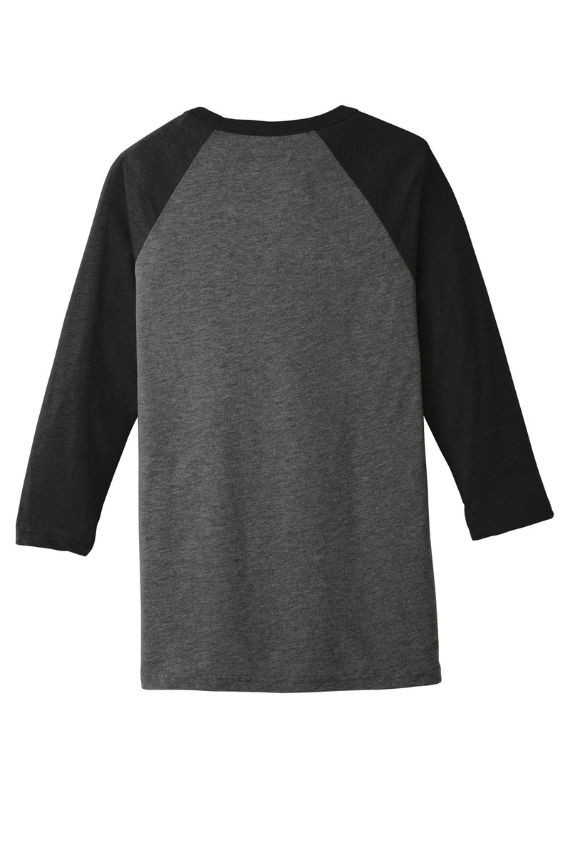 BELLA+CANVAS  Unisex 3/4-Sleeve Baseball Tee - Grey/ Charcoal-Black Triblend