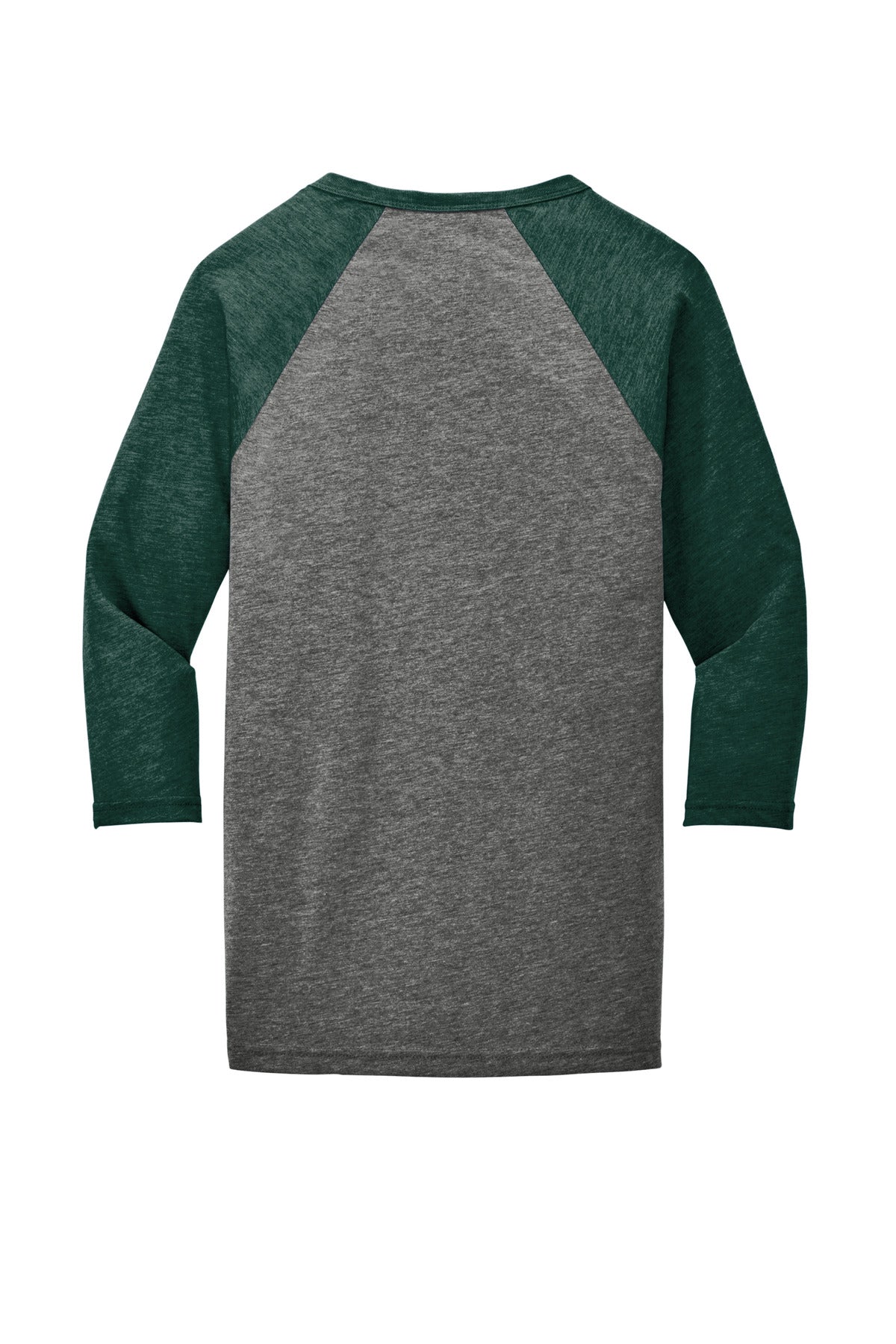 BELLA+CANVAS  Unisex 3/4-Sleeve Baseball Tee - Grey/ Emerald Triblend