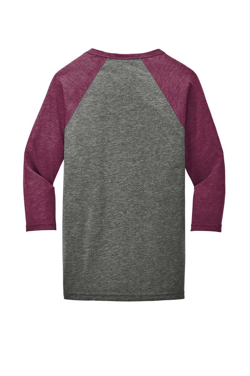BELLA+CANVAS  Unisex 3/4-Sleeve Baseball Tee - Grey/ Maroon Triblend