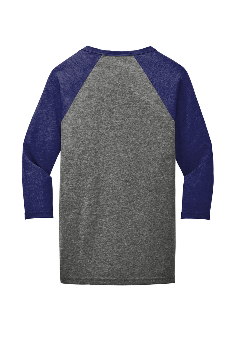 BELLA+CANVAS  Unisex 3/4-Sleeve Baseball Tee - Grey/ Navy Triblend