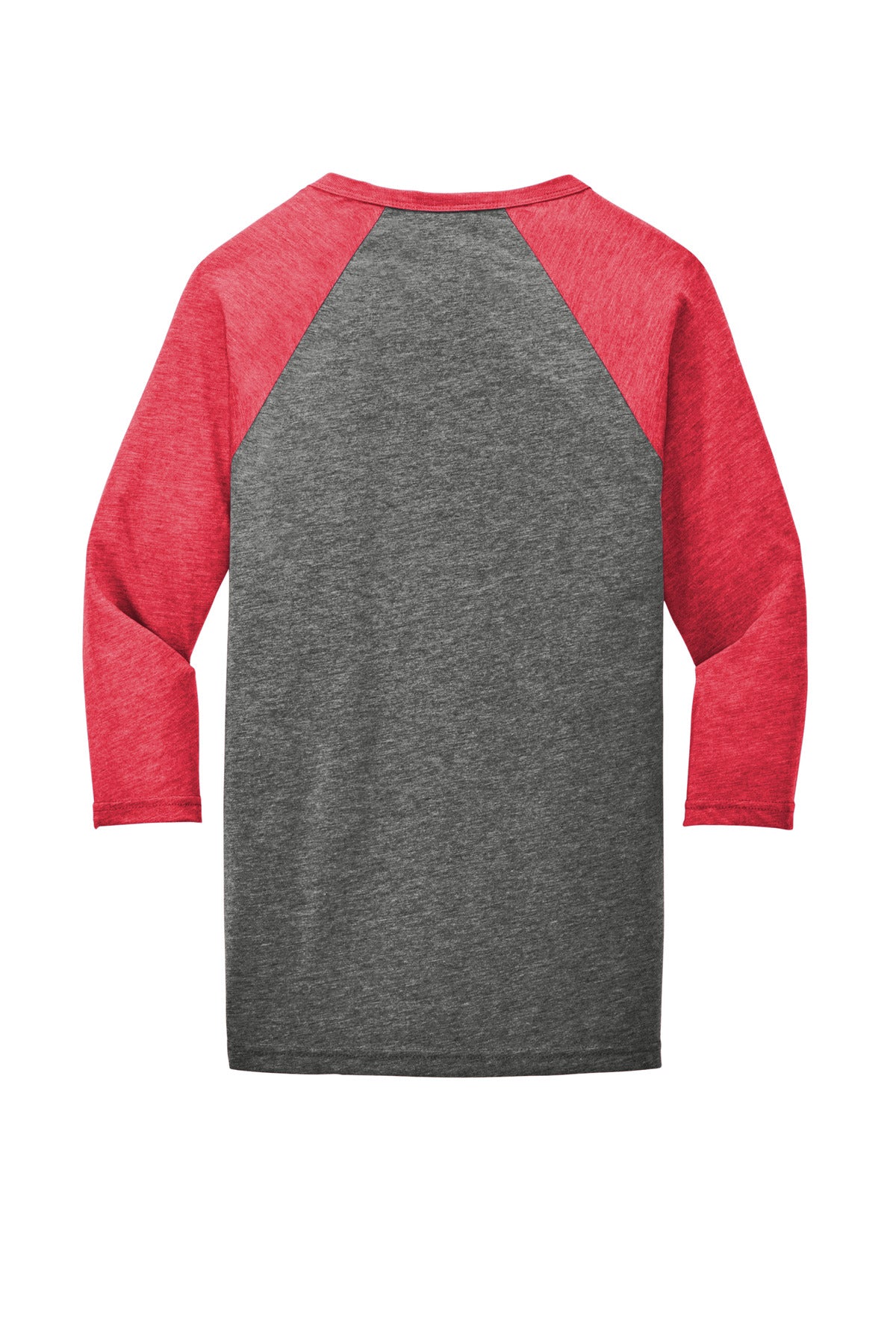 BELLA+CANVAS  Unisex 3/4-Sleeve Baseball Tee - Grey/ Red Triblend