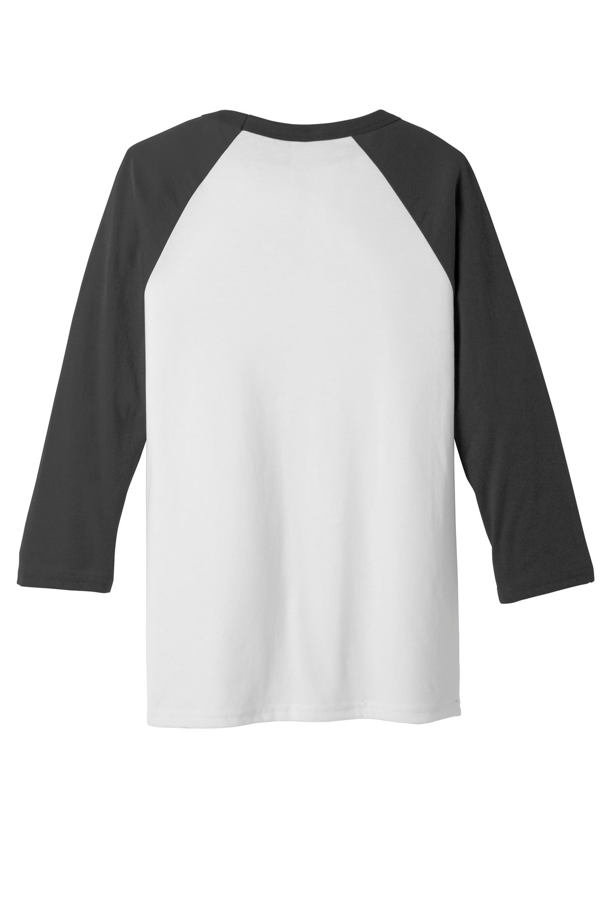 BELLA+CANVAS  Unisex 3/4-Sleeve Baseball Tee - White/ Asphalt