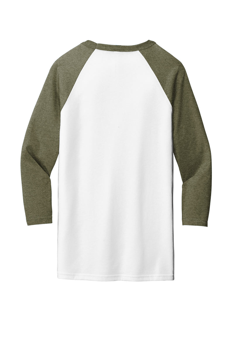 BELLA+CANVAS  Unisex 3/4-Sleeve Baseball Tee - White/ Heather Olive