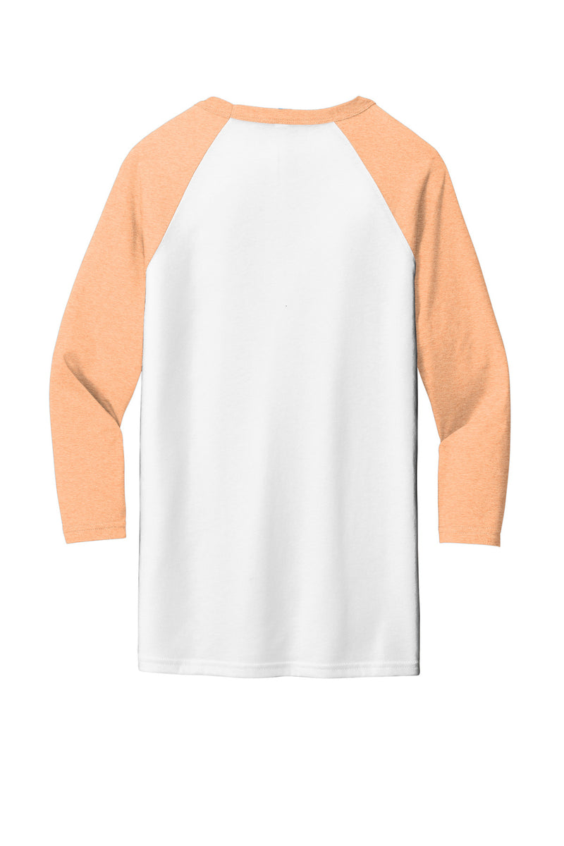 BELLA+CANVAS  Unisex 3/4-Sleeve Baseball Tee - White/ Heather Peach