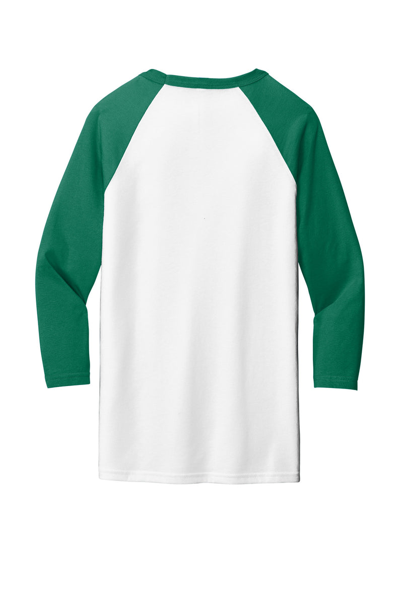 BELLA+CANVAS  Unisex 3/4-Sleeve Baseball Tee - White/ Kelly