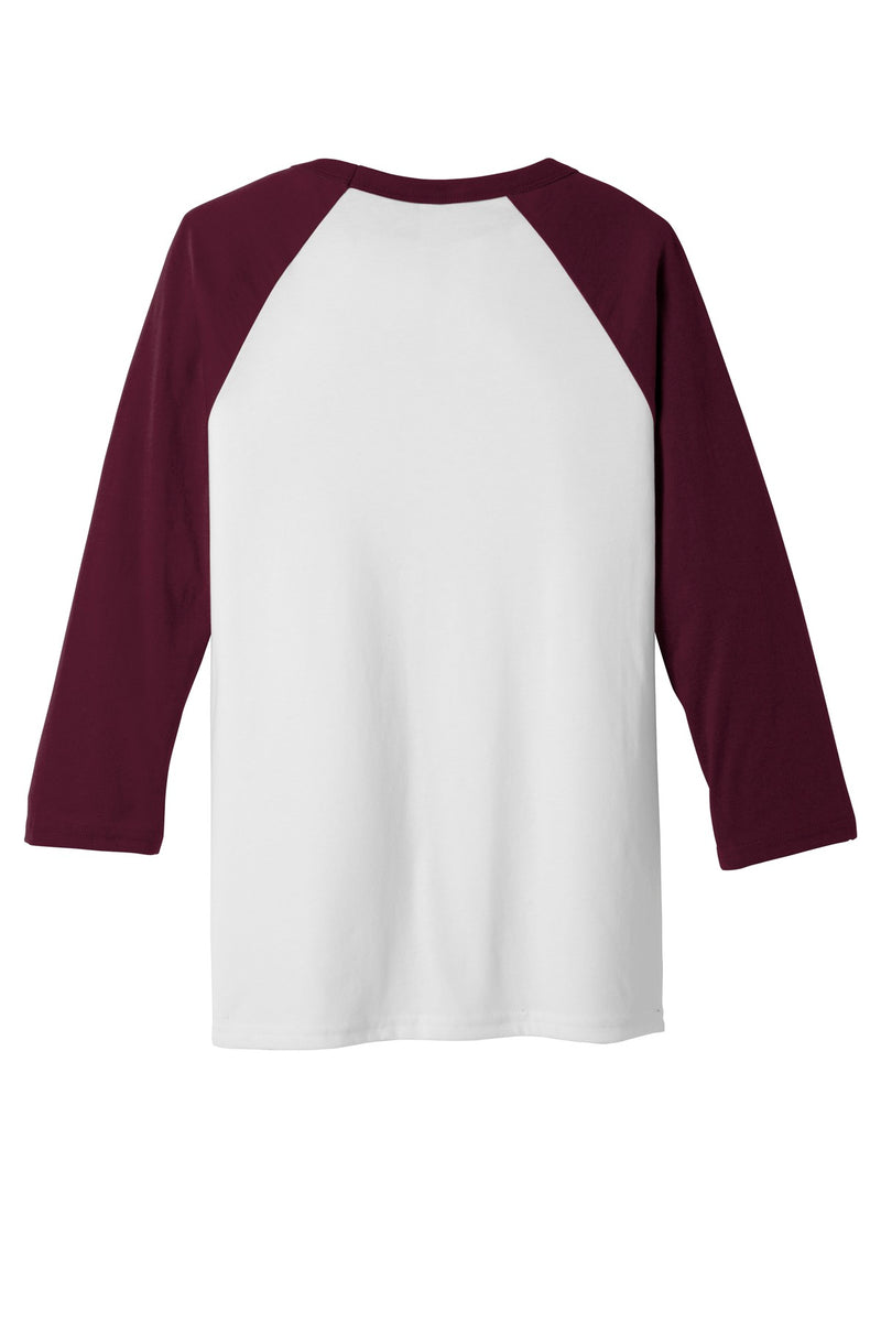 BELLA+CANVAS  Unisex 3/4-Sleeve Baseball Tee - White/ Maroon