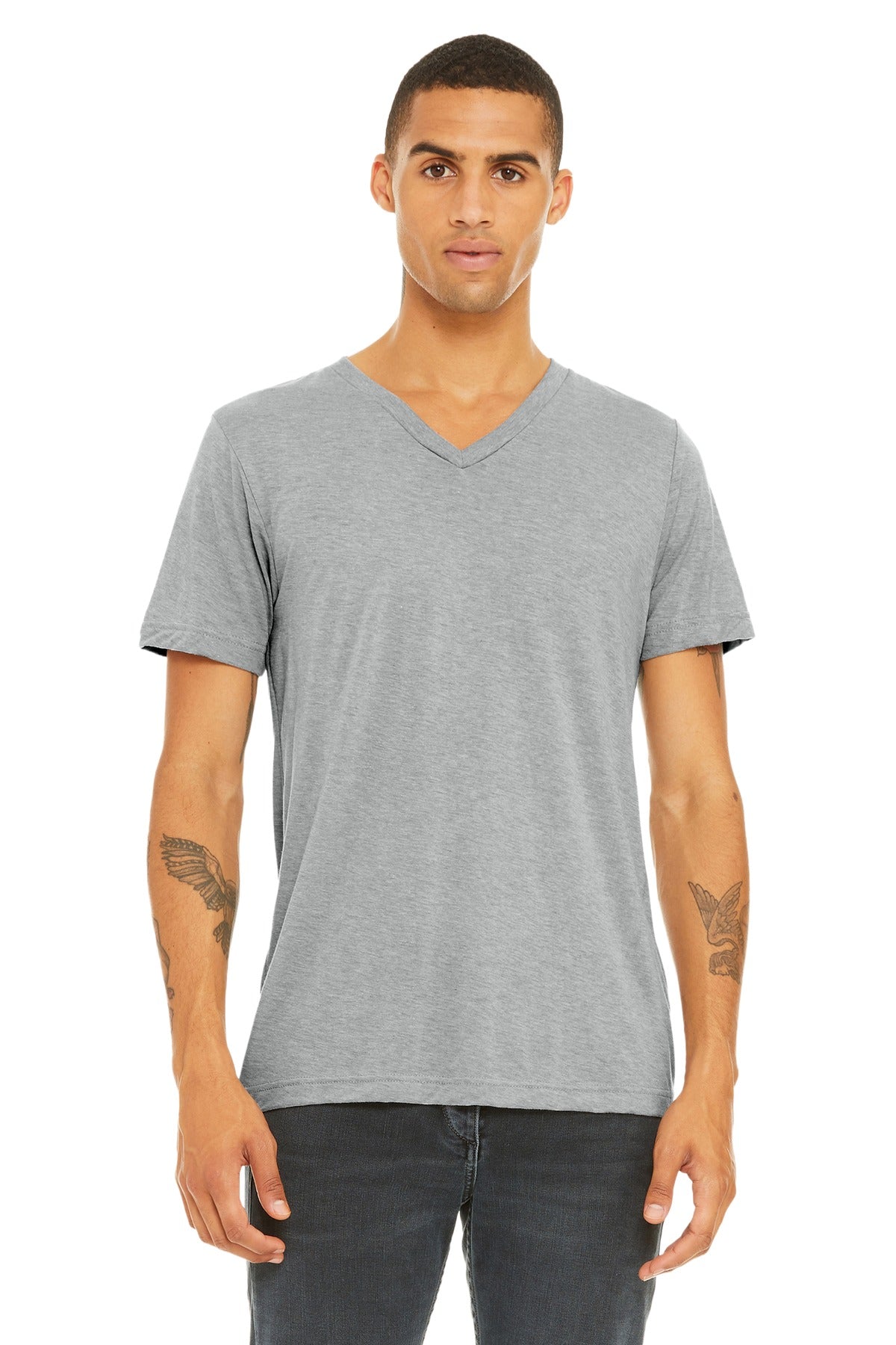 BELLA+CANVAS  Unisex Triblend Short Sleeve V-Neck Te - Athletic Grey Triblend