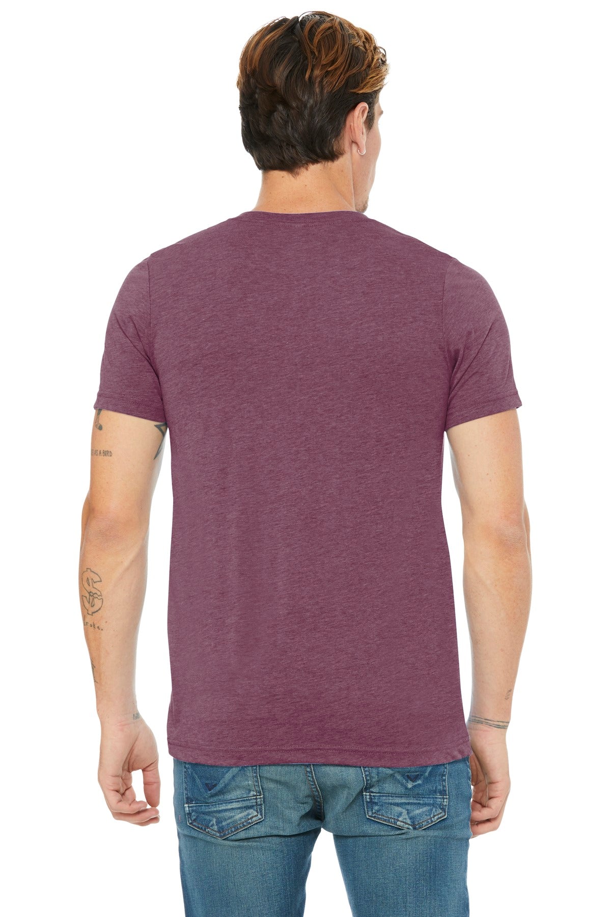 BELLA+CANVAS  Unisex Triblend Short Sleeve V-Neck Te - Maroon Triblend