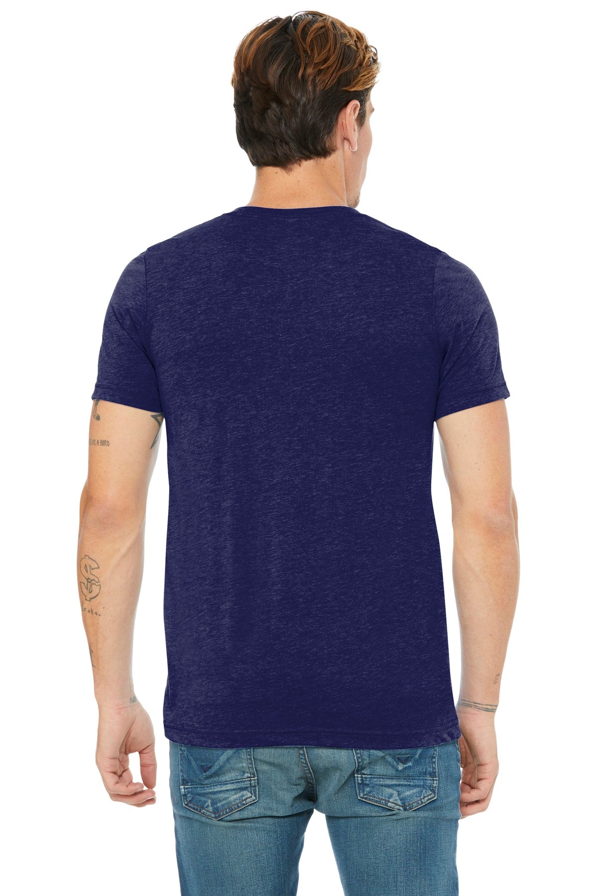 BELLA+CANVAS  Unisex Triblend Short Sleeve V-Neck Te - Navy Triblend