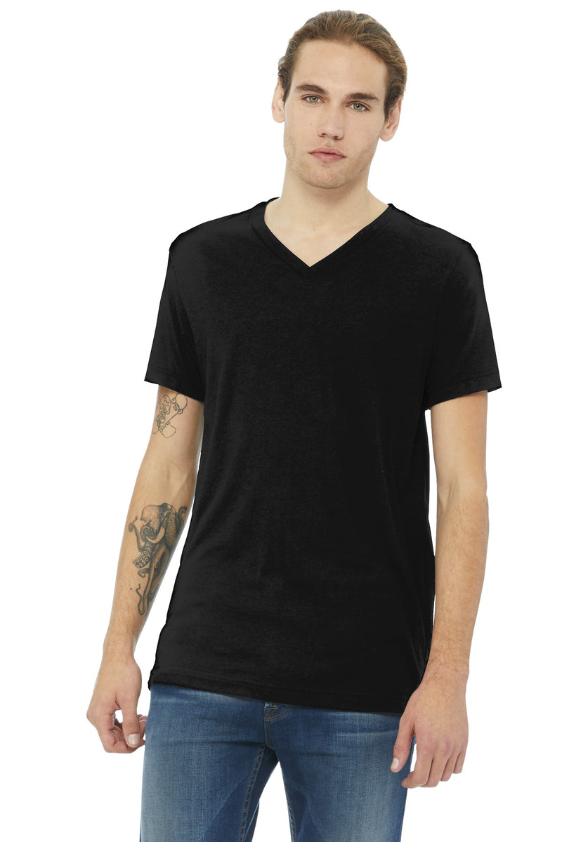 BELLA+CANVAS  Unisex Triblend Short Sleeve V-Neck Te - Solid Black Triblend