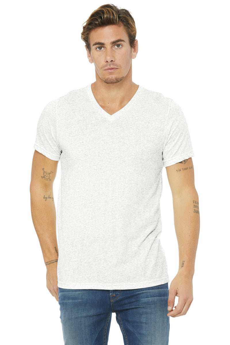 BELLA+CANVAS  Unisex Triblend Short Sleeve V-Neck Te - White Fleck Triblend