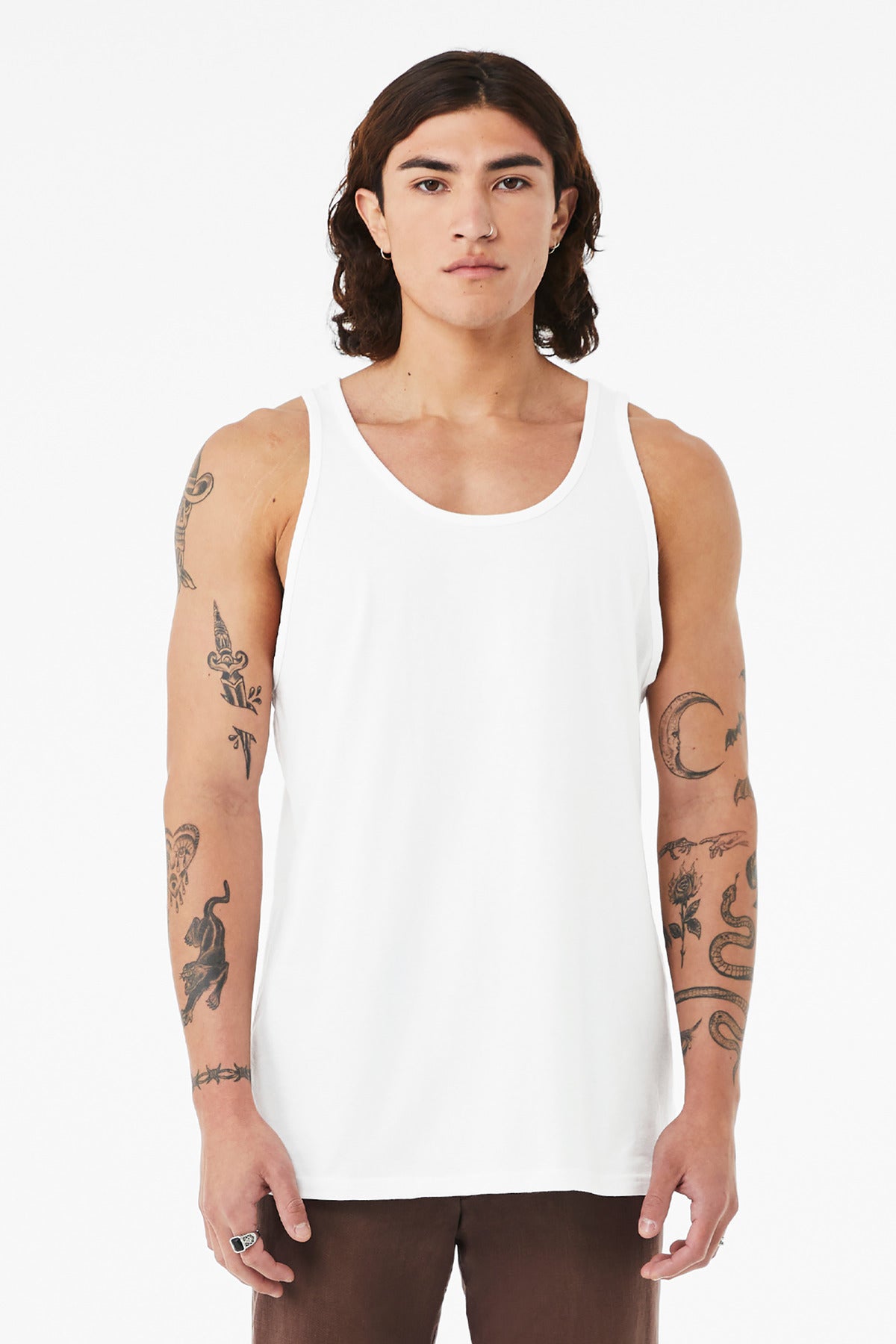 BELLA+CANVAS Unisex Heather CVC Tank - Solid White Blend
