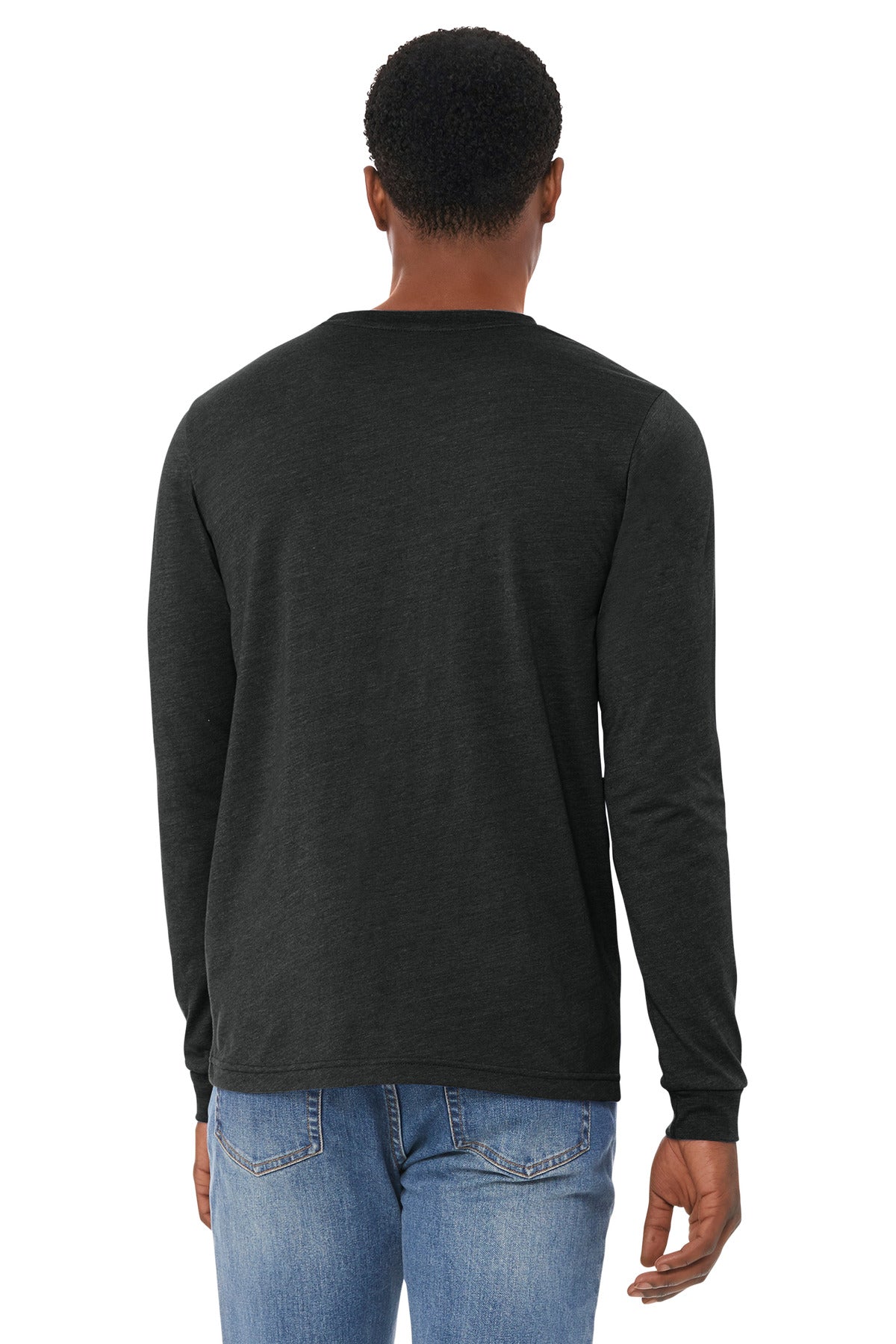 BELLA+CANVAS Unisex Heather CVC Long Sleeve Tee - Black Heather