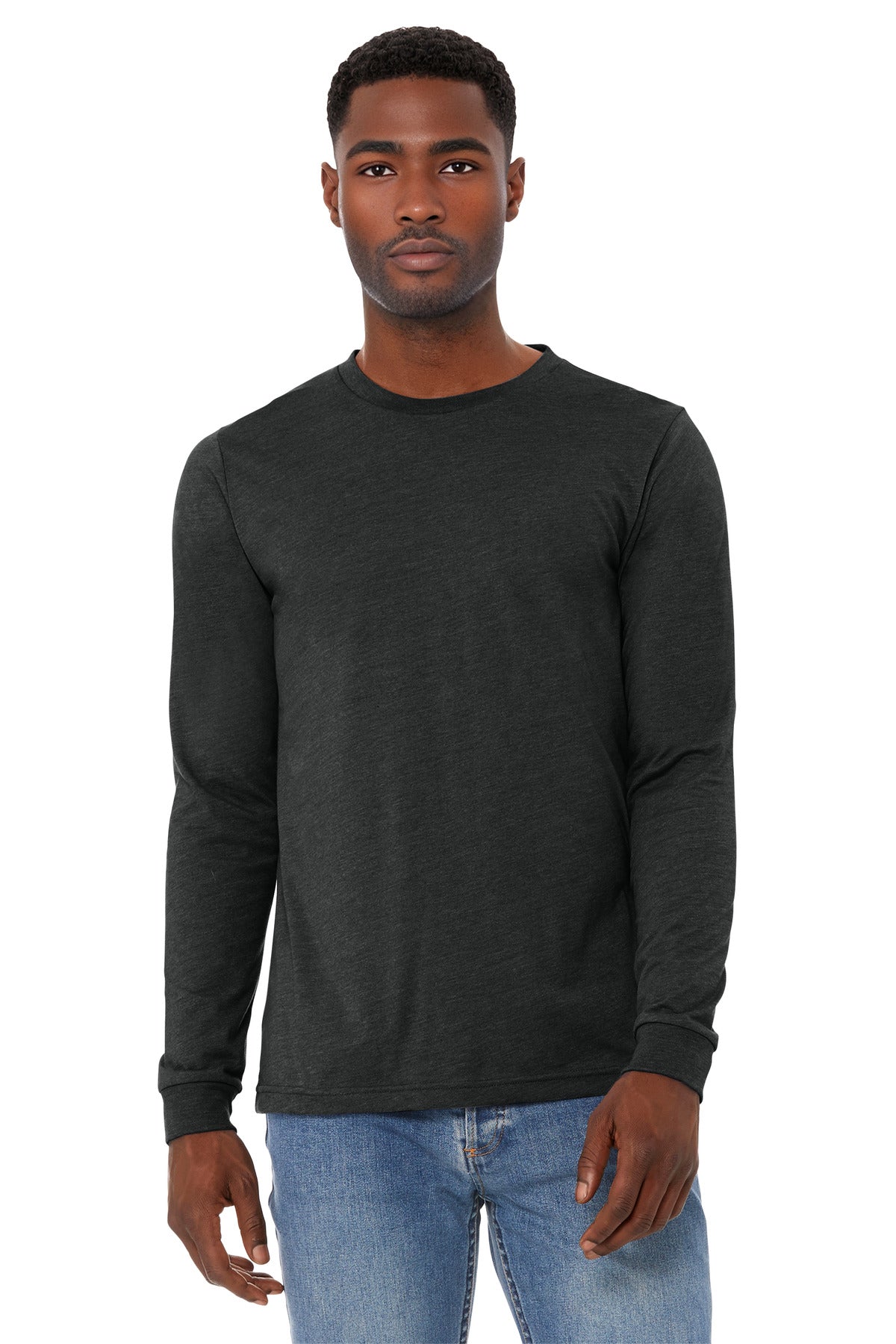 BELLA+CANVAS Unisex Heather CVC Long Sleeve Tee - Black Heather