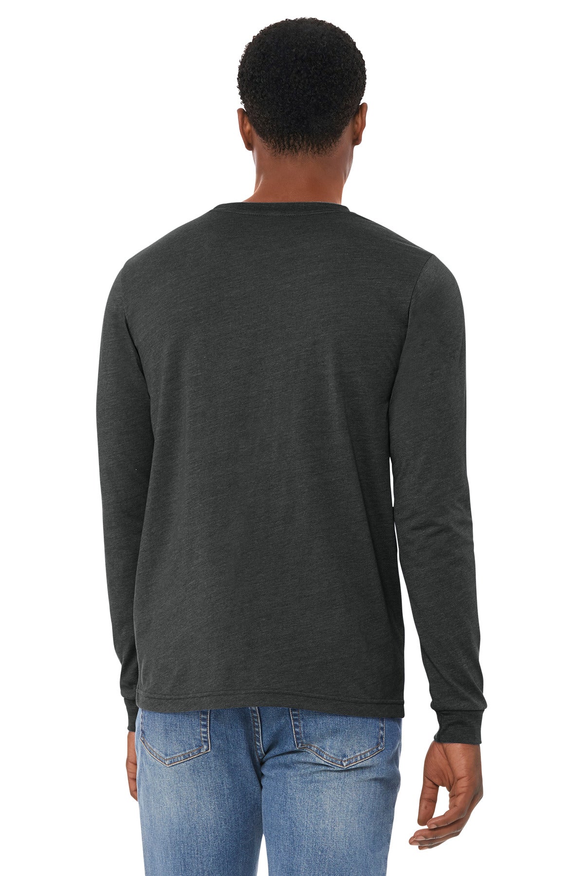 BELLA+CANVAS Unisex Heather CVC Long Sleeve Tee - Dark Grey Heather