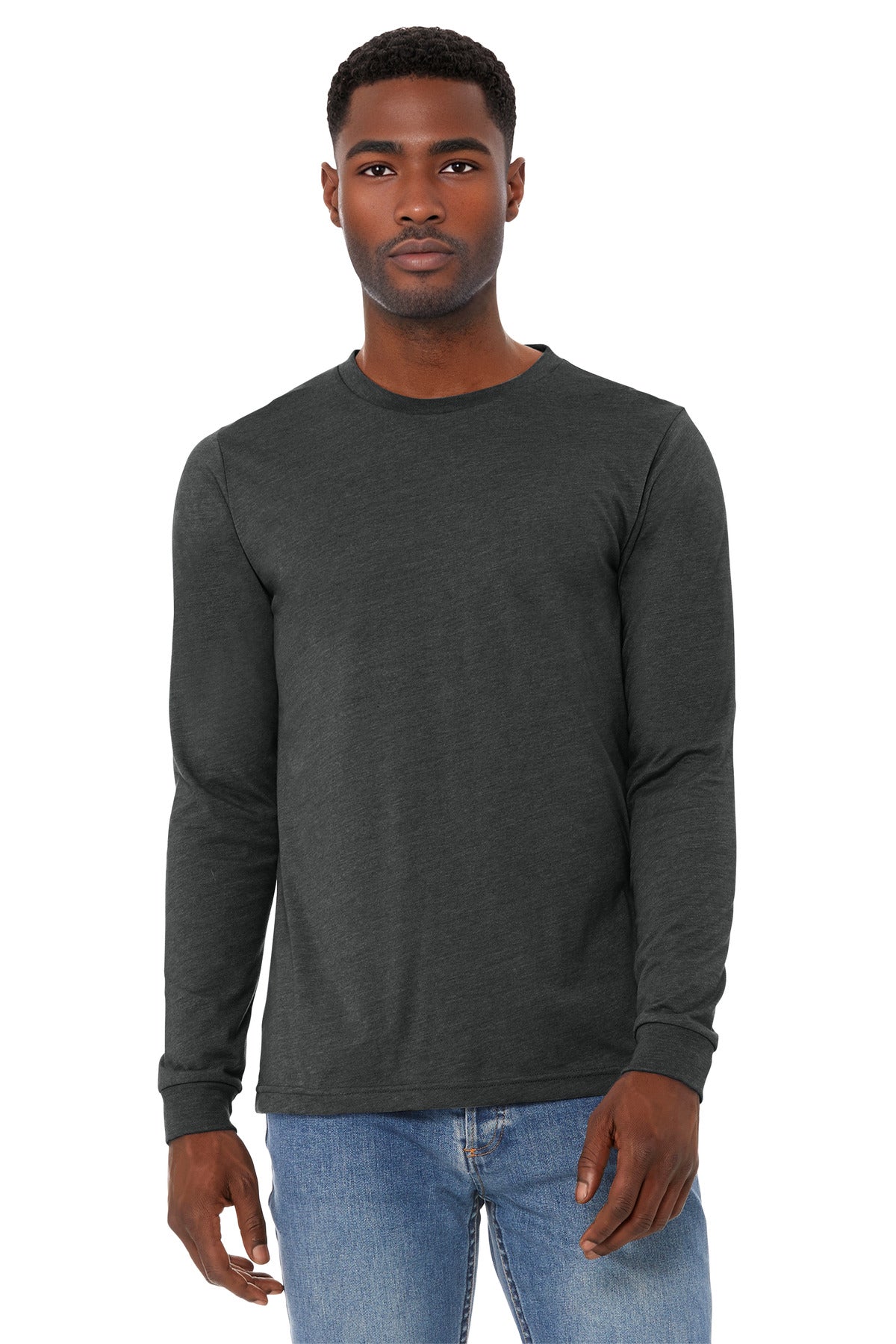 BELLA+CANVAS Unisex Heather CVC Long Sleeve Tee - Dark Grey Heather