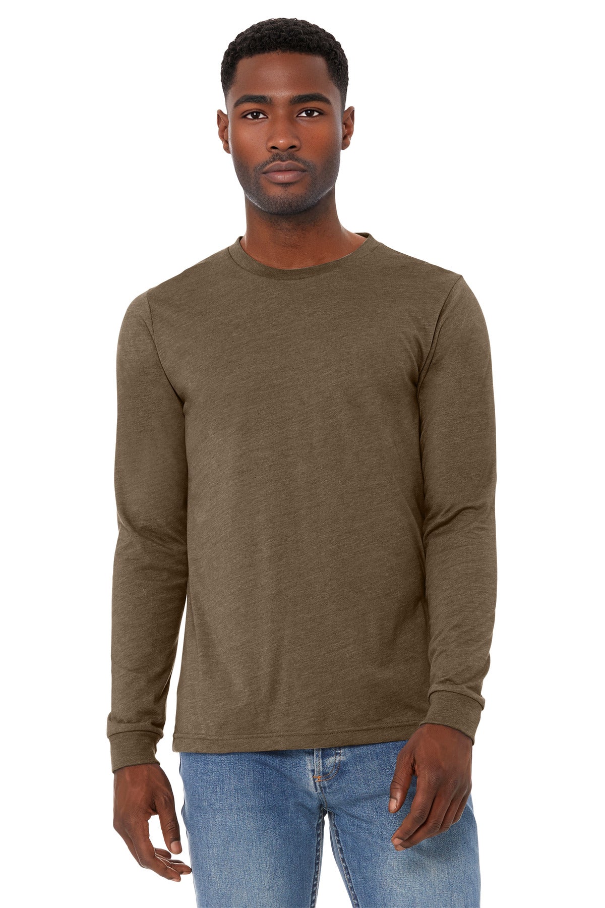 BELLA+CANVAS Unisex Heather CVC Long Sleeve Tee - Heather Brown