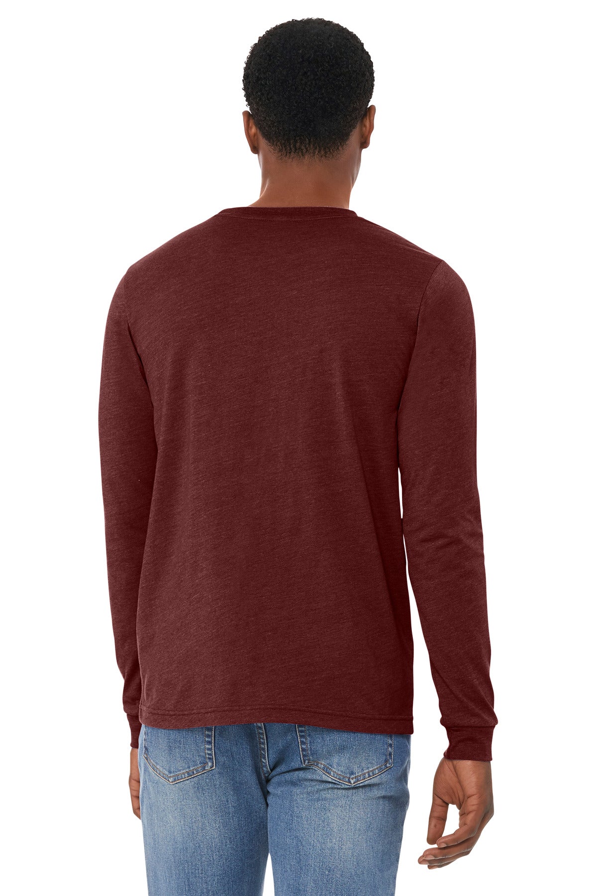BELLA+CANVAS Unisex Heather CVC Long Sleeve Tee - Heather Cardinal