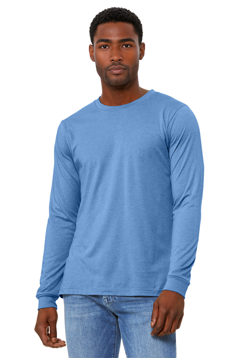 BELLA+CANVAS Unisex Heather CVC Long Sleeve Tee - Heather Carolina Blue