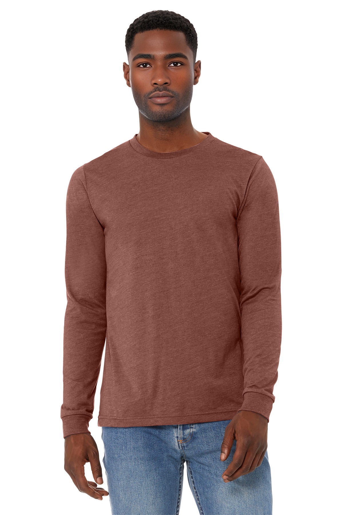 BELLA+CANVAS Unisex Heather CVC Long Sleeve Tee - Heather Clay