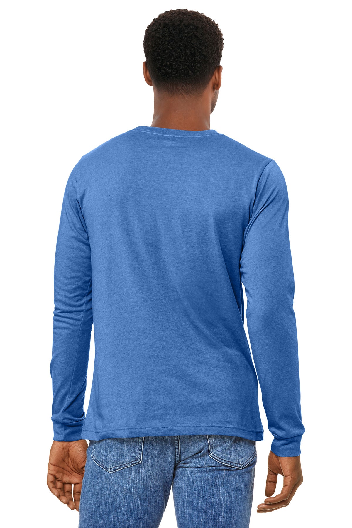 BELLA+CANVAS Unisex Heather CVC Long Sleeve Tee - Heather Columbia Blue